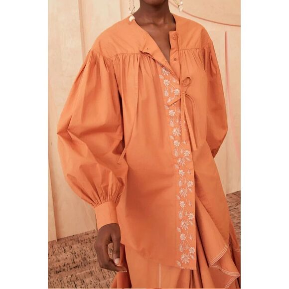 Ulla Johnson Scarlette Tunic Top Salute Buttondown Embroidered Cotton M 6 234599 - Picture 4 of 10